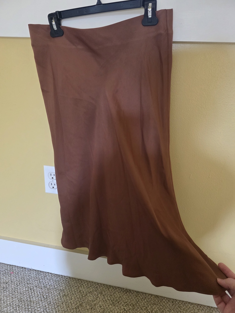Banana Republic Chocolate Brown Satin Midi Slip Skirt